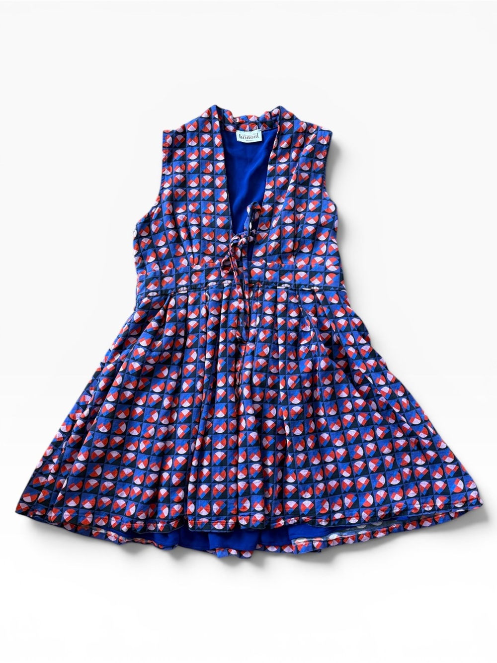 Hanout Boutique Alexia Majorelle Cotton Dress Blue Geometric Size XS / S